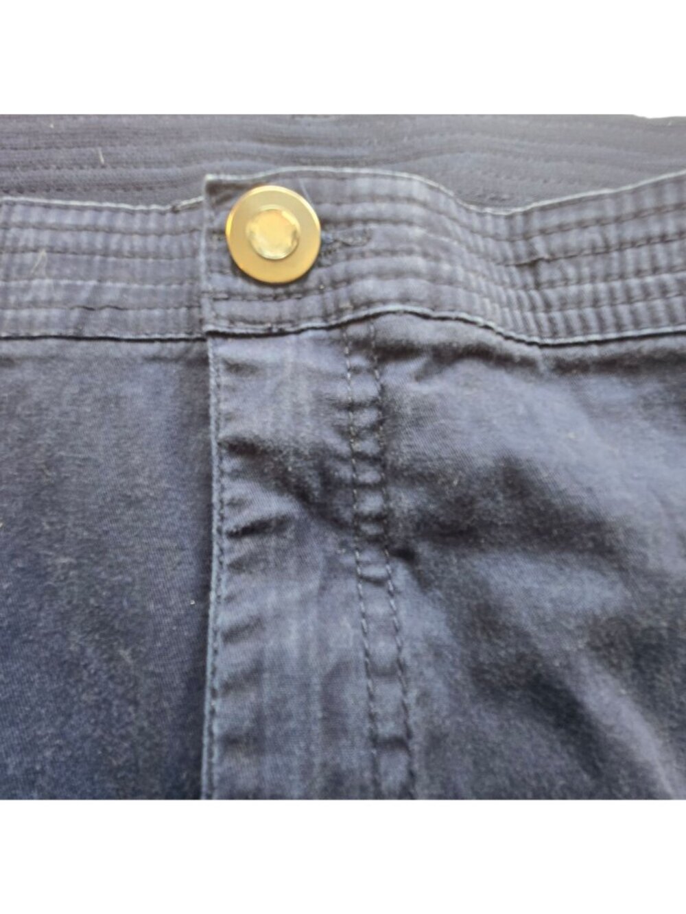 Catherines Womens Plus Size 5X Stretch Cotton Capri Pants Drawstring Navy Blue - Picture 10 of 16
